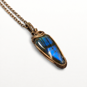 slender Labradorite and antiqued copper pendant