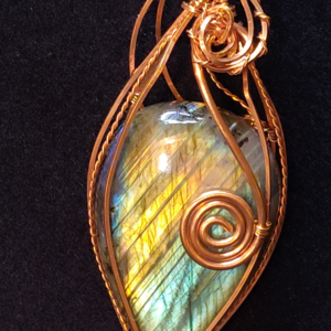 bright flashy teardrop labradorite and copper twist