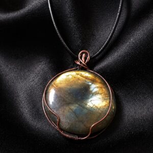 "The Statement" Gold Flash Circular Labradorite Pendant