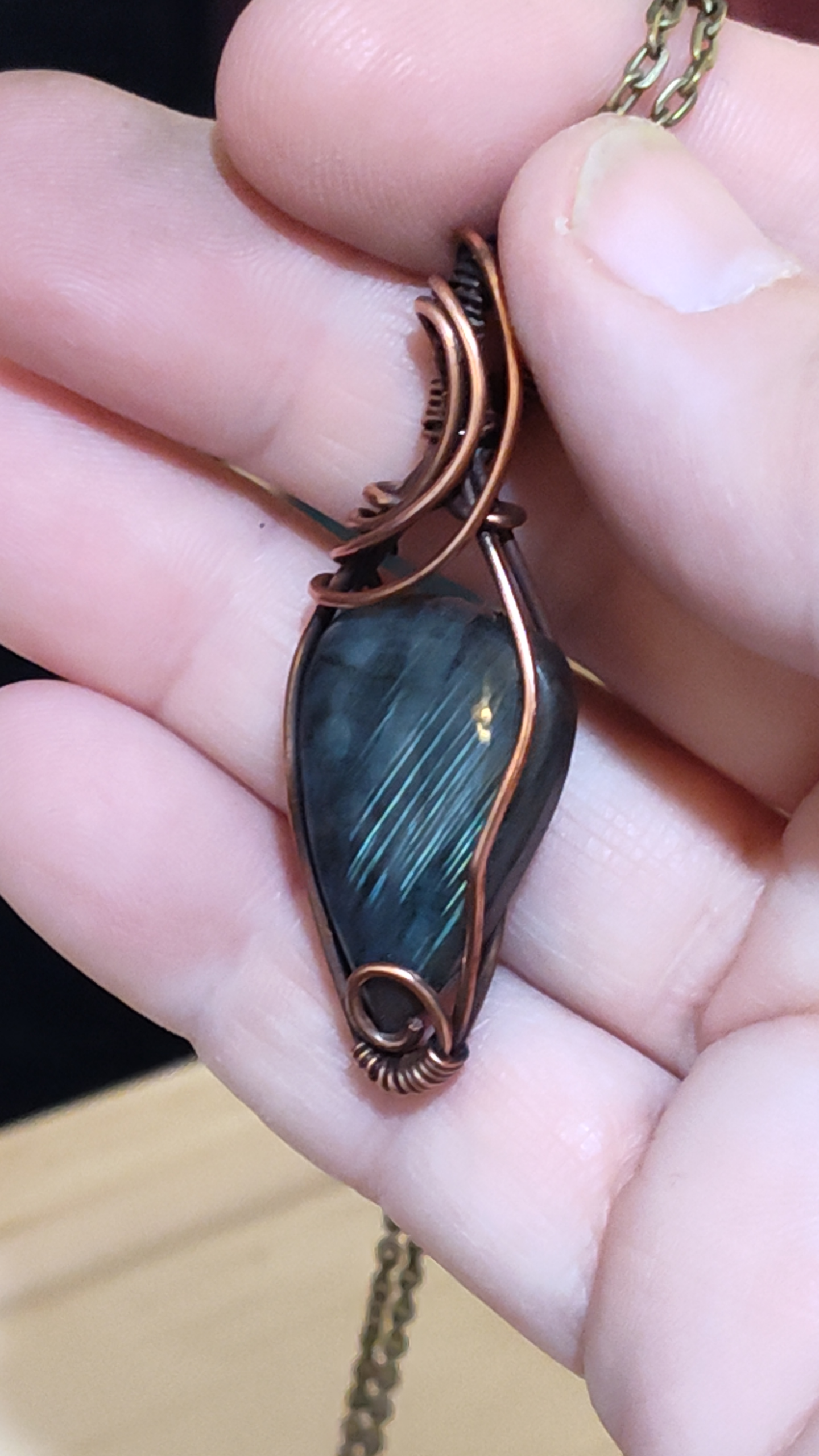 "Blue Strata" Inverted Teardrop Labradorite Pendant - Image 2