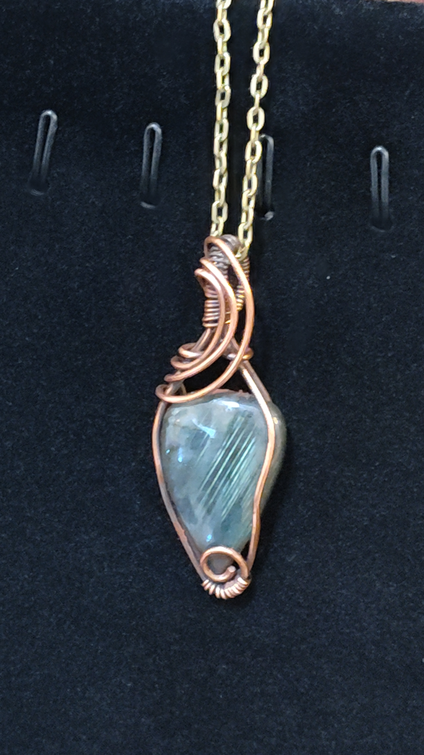 "Blue Strata" Inverted Teardrop Labradorite Pendant - Image 3