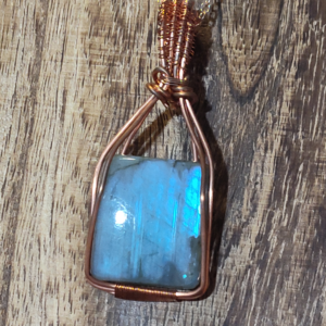 "Blue Chiclet" Square Labradorite Pendant