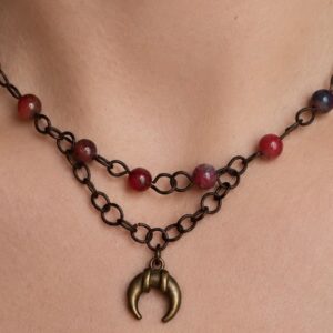 "Mulberry Moon" Copper Loop Beaded Necklace